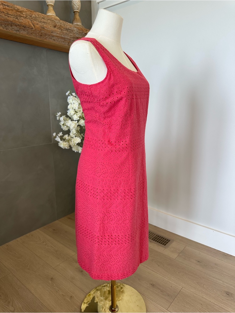 L.L. Bean Pink Eyelet Midi Dress - Picture 5 of 8